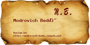 Modrovich Bedő névjegykártya